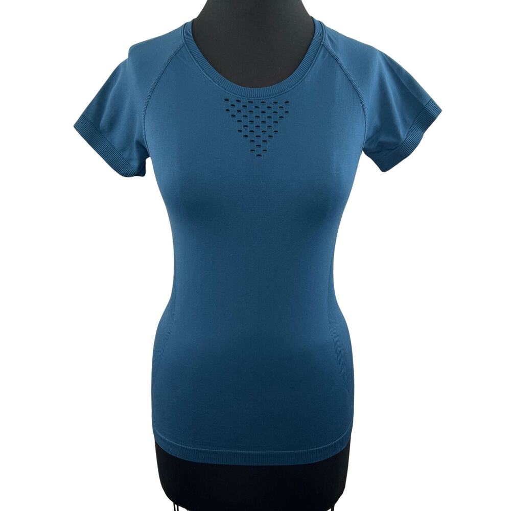 Z by Zella Blue Round Neck Harmony Short Sleeve Seamless Athletic T-Shirt Sz XS